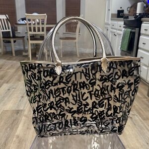 Victoria's Secret Black and Gold Script Tote